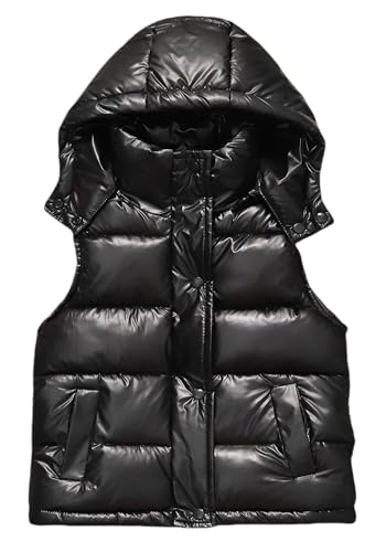 Happy Cherry Boys Girls Puffer Vest Toddler Winter Warm Hooded Sleeveless Jacket Kids Zipper Glossy Waistcoat Outwear 2-12T