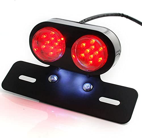 ZSADZS 双眼鏡LED テールライト、オートバイテールライト、ブレーキライトナンバープレートライト、金属 (スモーク)