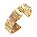 Reinherz 時計バンド 腕時計ベルト 24mm ゴールド 金属 マット 艶消し ステンレス ダブルロック メッシュ 安心 高級 ビジネス 装着便利 工具付き バネ棒付属(24mm ゴールド)