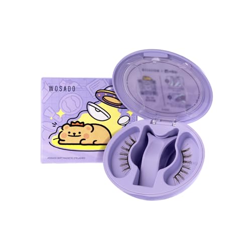 WOSADO×BearisBug Soft Magnetic Eyelashes Kit with Applicator, [No.17 Ice Black] 21.5mm Reusable Glue-free Magnetic Lashes, Cruelty-free False Lashes, Waterproof, Lightweight, Suit for Heavy Makeup