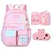 Pink Kawaii Backpack Starry Rainbow Bookbag Cute Large Capacity Backpack Multifunction Fashion Casual Laptop Travel Bag For Girl (Pink-17inch)