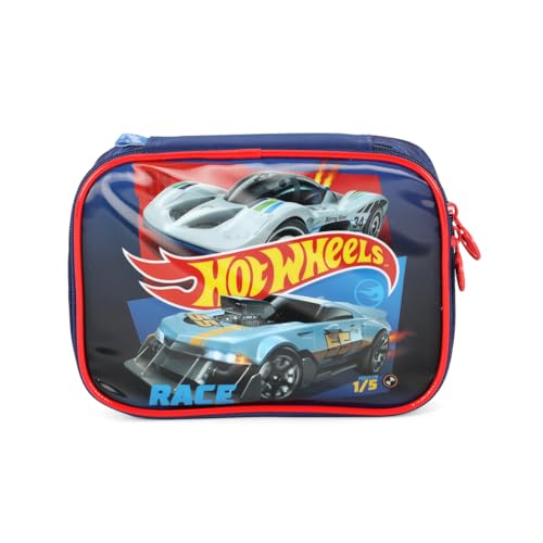 Estojo Box Hot Wheels 3 Compartimento Escolar Infatil (Vermelho)