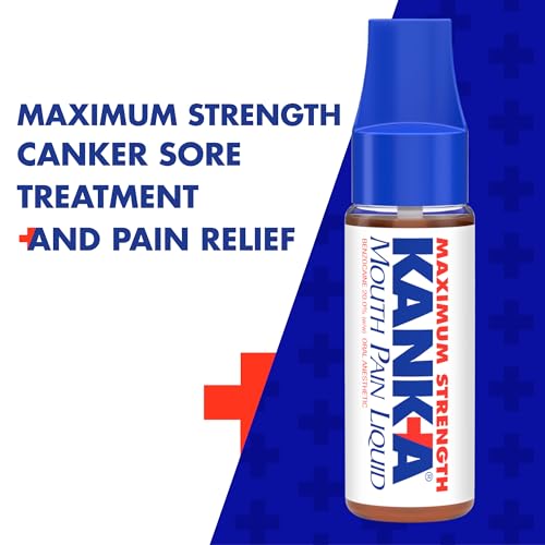 Image of Kank-A Mouth Pain Liquid, Maximum Strength, Canker Sore Medicine, 0.33 oz | Forms a protective coating for mouth sores, maximum pain relief, includes applicator