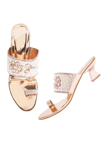 Image of TRYME Fancy Embroidery Kitten Heel Sandal Stylish Embellished Wedding Footwear Sandals For Women & Girls