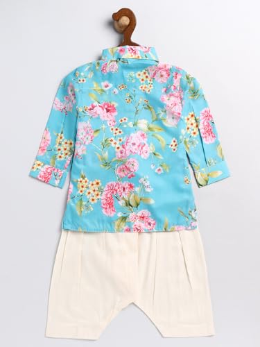 Image of Vastramay Sishu boys Vastramay Infant Boys Multicolor Base Aqua Muslin Cotton Kurta Patiala Set