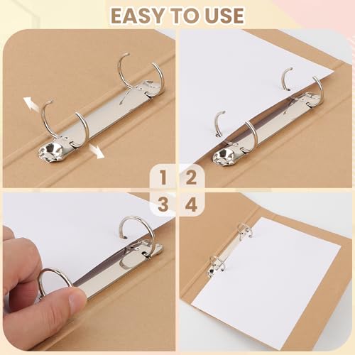 8 Stück Ringbuch A5, A5 Nachfüllbar Kraftpapier, Ringbuch Ordner mit 2 Ringe, 17.5x23.5 cm Ringordner, Kraftpapier-Binderschale mit 2 Aufkleber Beschriften für Reisetagebücher, Geschäftsbücher, Büros