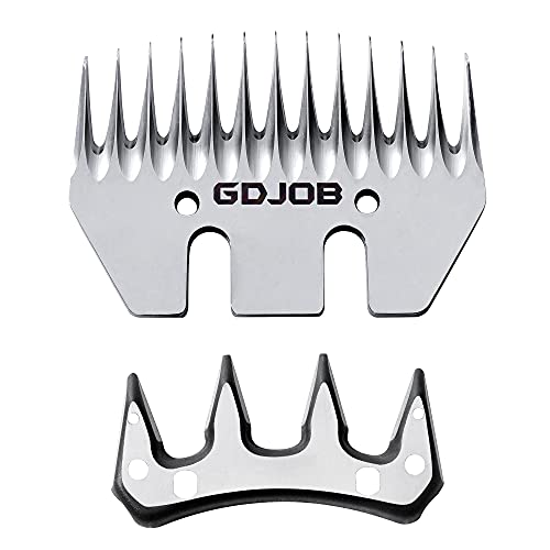 GDJOB 13 Teeth Straight Replacement Blades for Sheep Shears, Professional Stainless Steel Sheep Shears Blades for Dogs Sheep Alpacas Goats