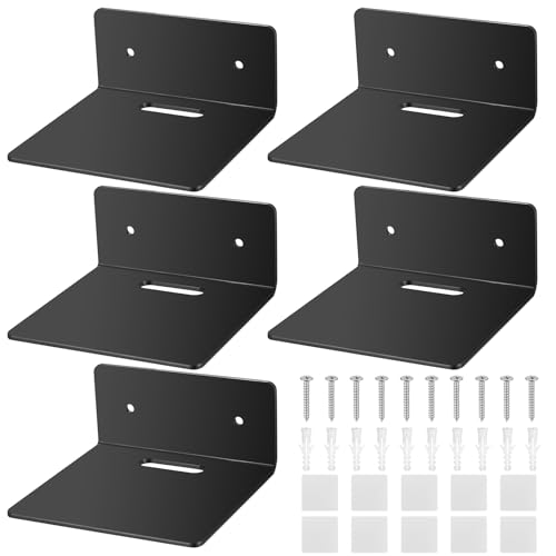jiuxlaan 5 Pcs Estanteria Pared Pequeños, Estantes de Pared, Baldas Flotantes de Pareds de Acrílico, Estantes Flotantes Estante de Pareds Estanteria para Dormitorio Cocina Baño, Negro