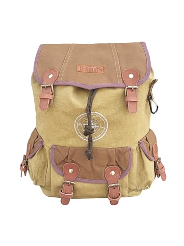 Image of The House of tara Canvas Backpack for Men & Women 27 Liters | Large Bag with Broad Adjustable Straps & 3 External Pockets | Spacious Casual Backpacks For College & Travel (Khaki Green)