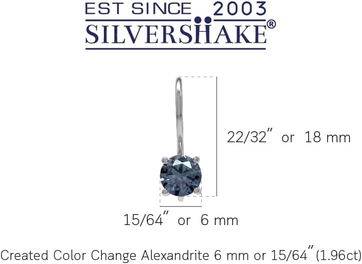 Silvershake 6MM Round Shape Gemstone White Gold Plated or Yellow Gold Plated 925 Sterling Silver Basic Hook Closure Earrings Jewelry for Women