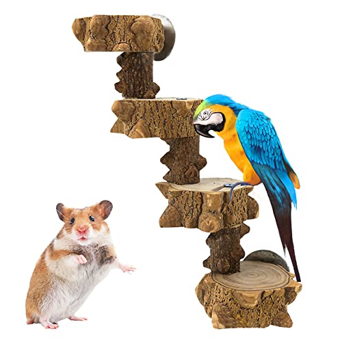 Parrots Bird Wooden Playstand Bird Solid Wood Playground Cockatiel Budgie Ladder Toy Natural Wood Bird Exercise Playgym Playpen Ladder Hanging Toys Parakeet Cage Decorations