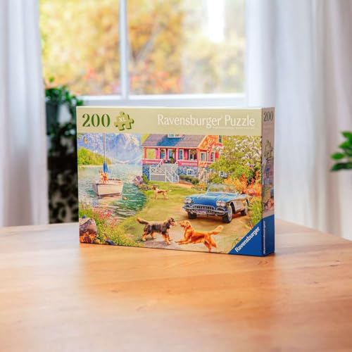 Ravensburger Feel Well - Summer Lake House - Rompecabezas de 200 piezas | Piezas más gruesas, formato de imagen grande y soporte incluido | Rompecabezas de calidad premium hecho en Europa miniatura 3