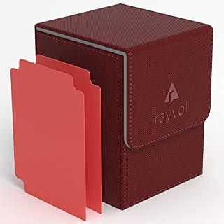 Rayvol Premium 100+ Card Deck Box with 2 Dividers per Box, Large Size Fit 100+ Sleeved Cards - PVC Free Card Holder for TCG - Blue