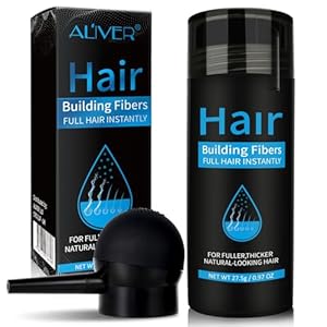 Hair Fibres,Professional Quality Fiber Hair Powder, Hair Loss Concealer for Thinning Hair, Instantly Conceals Hair Loss in 15 Sec,Best Hair Thickening Products (Black with Nozzle)