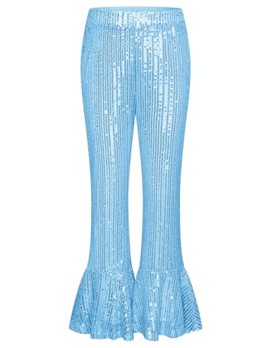 Image of GRACE KARIN Girls Sequin Pants Sparke Trouser Glitter Dance Bell Bottoms 5-14