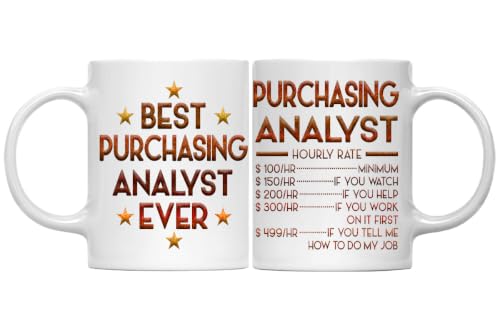 Purchasing Analyst Mug, Hourly Rate Purchasing Analyst Gifts for Coworkers