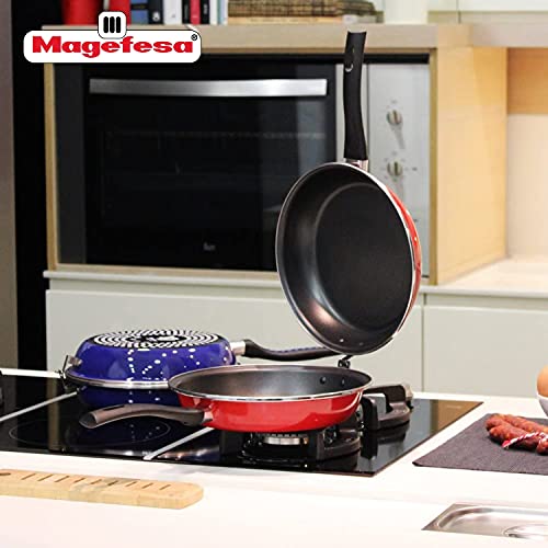 Magefesa ® Frittata Spanish Tortilla Frying Pan, 9.4 In, Blue, Double Layer Non-Stick Frying Pan, Vitrified Steel, Compatible With All Types Of Fire, Including Induction, Dishwasher Safe, Ergonomic #TOP4