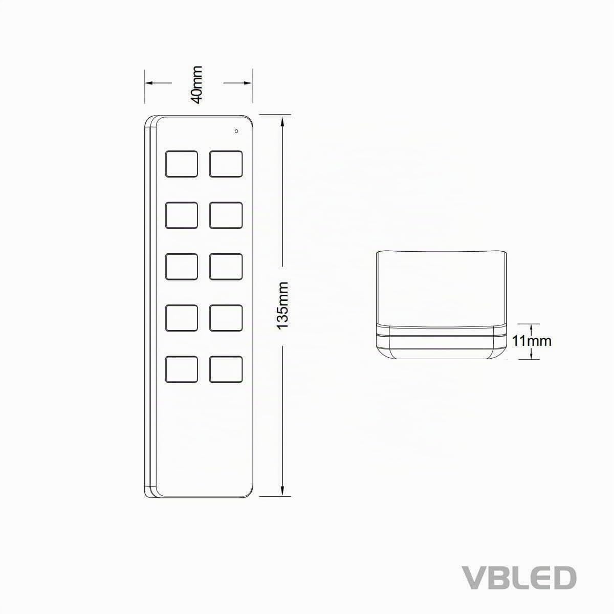 VBLED© "INATUS" SET - Funk Dimmer 12-48V DC incl 4-Kanal Fernbedienung IP20 8A 12V DC = bis 96W / 24V DC = bis 192W