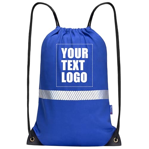Image of AYKRM Customized Blue Drawstring Backpack Bag work Sackpack logo