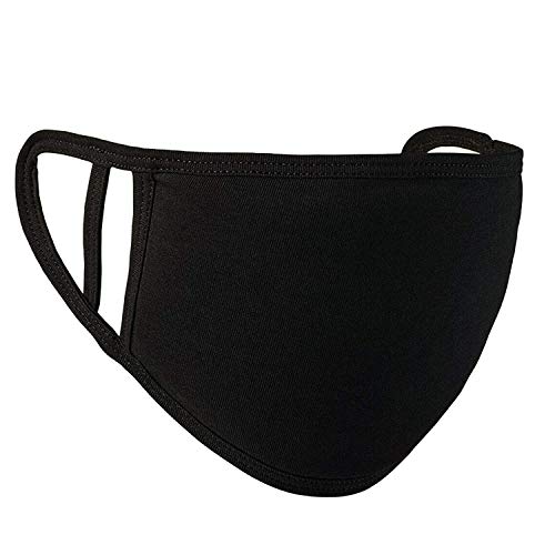 Image of Kids Face Mask Reusable Washable Face Covering for Children 2 Ply Face Mask, Cotton Face Mask Breathable Safety Mask Protection from Pollution, Black, 14cm x 10cm, 10pcs