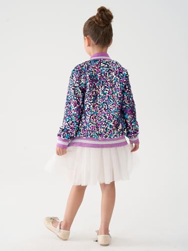 Image of 2Bunnies Girl Ombre Pastel Gradient Shimmer Sparkle Colorful Sequin Bomber Jacket