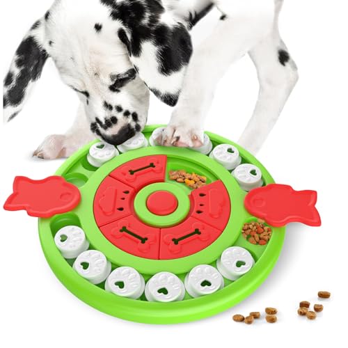 Osinaga Juguetes interactivos para Perros, Rompecabezas Interactivo para Perros, Juguete para Perros Slow Food, Juguete Inteligente para Perros Pequeños, Medianos y Grandes (Green)