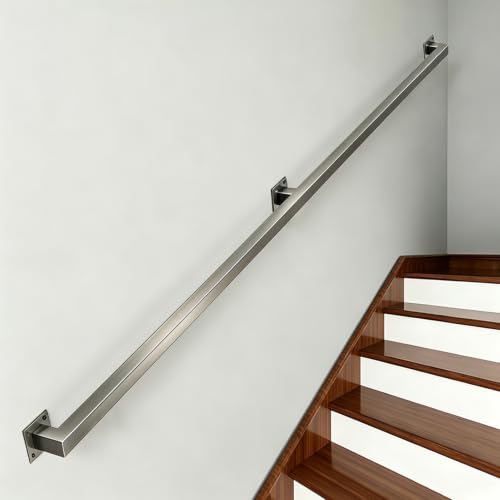 Rampe murale en acier inoxydable au design carré pour escalier