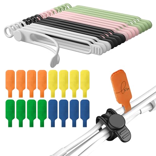 Attaches de câble en silicone réutilisables pour ranger les fils d'ordinateurs au bureau