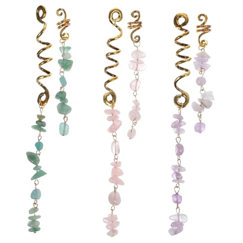 LRXIYODE 6個 編み込みヘアアクセサリー 軽量合と翡翠製 ビーズチャーム付き ユニセックス用 ドレッドロック ヘアスル向け パーティーや日常