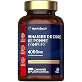 Vinaigre de Cidre 4000mg | 180 Gélules Vegan | Hautement dosé | Haute Dose de Vinaigre de Cidre de Pomme | Apple Cider Vinegar Tablets | Horbaach