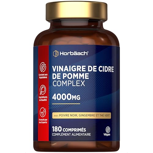 Vinaigre de Cidre 4000mg | 180 Gélules Vegan | Hautement dosé | Haute Dose de Vinaigre de Cidre de Pomme | Apple Cider Vinegar Tablets | Horbaach