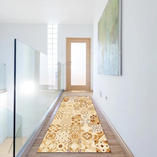 Alfombra de pasillo lavable de 60x350 cm en color naranja estilo bohemio 5