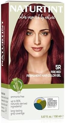Naturtint 5R Fire Red Permanent Hair Color (Pack of 1), Ammonia Free, Vegan, Cruelty Free, up to 100% Gray Coverage, Long Lasting Results (Packaging may vary)