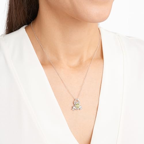 Amazon Essentials Women's Sterling Silver Genuine Peridot Frog Pendant Necklace, 18"3