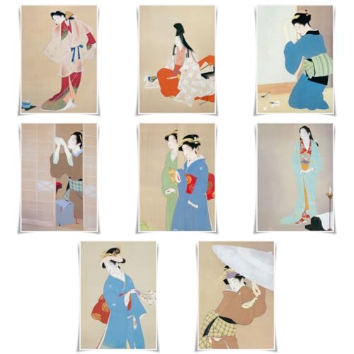 Pósteres de geisha japonesa decorativos Ukiyo-e vintage en tamaño A3