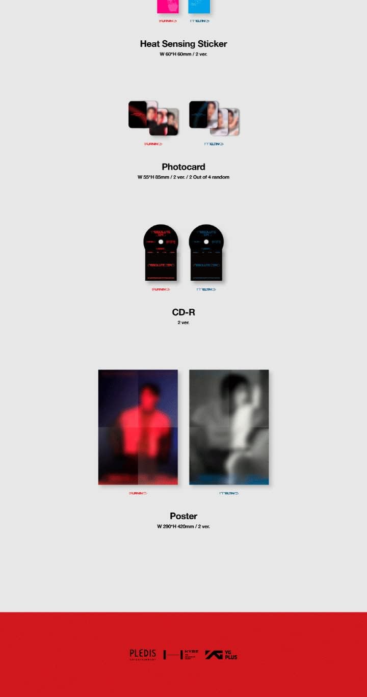 Nu'est BAEKHO Absolute Zero 1st Mini Album BURNING Version CD+1p Folding Poster On Pack+88p PhotoBook+1p PostCard+1ea Clear Tracklist Sticker+1ea Heat Sensing Sticker+2p PhotoCard+Tracking Sealed