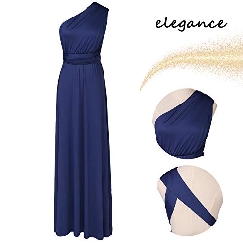 Abendkleid Lang Damen Elegant Rückenfreies Multiway Bandage Wickelkleid Festlich Hochzeitskleid Brautkleid Brautjungfernkleider Cocktailkleid Weihnachten Silvester Partykleid Ballkleid Navy Blau XL 5