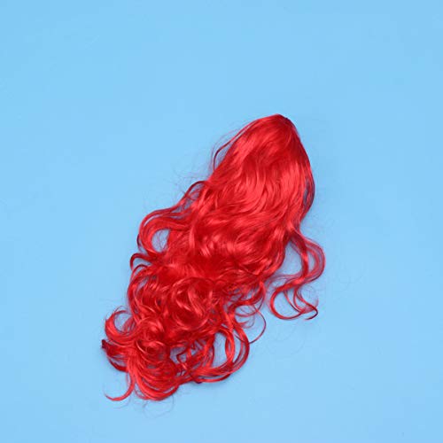 Lurrose Woman Long Curly Wig Heat Resistant Fiber Wigs with Bangs Synthetic Hairpiece Cosplay Wig for Halloween Christmas Party (Red) - Image 4