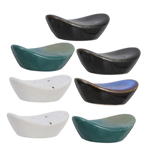 OFFSCH 7pc Ceramic Chopstick Rack Set Modern Chopsticks Holder Spoon Rest Porcelain Stand Japanese Style Rest