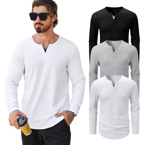 Mens V-Neck Shirt Casual Fashion Longline T Shirts Tee