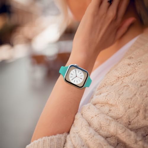Image of Thin Silicone Band Compatible with Apple Watch 41mm 38mm 40mm 46mm 45mm 42mm 44mm, Slim Narrow Replacement Sport Strap Wristband for iWatch Series 11 10 9 8 7 6 5 4 SE Ultra 3 2 1 Women Men