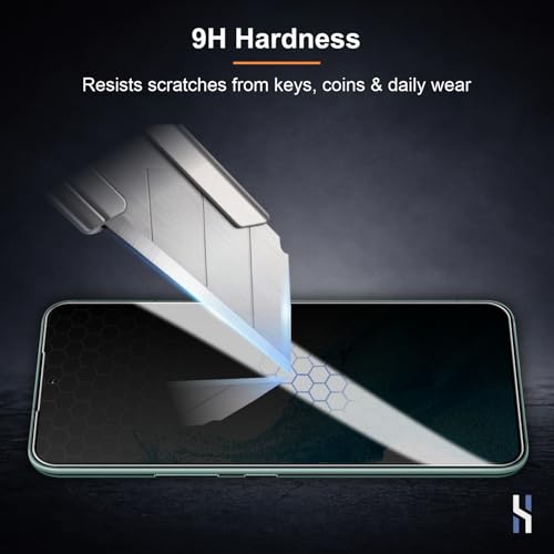 Image of Privacy Tempered Glass for Samsung Galaxy S23 | Galaxy S22 (6.1 Inch) Military Grade 9H Screen Guard, Anti-Scratch, Shatterproof, Edge-to-Edge Full Coverage - Black Border