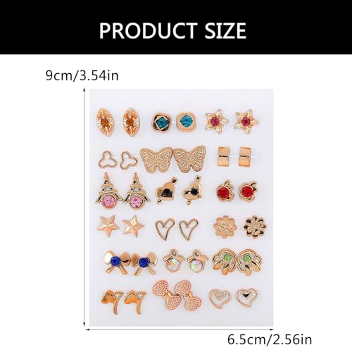 18Pairs Set Gold Silver Studs Earrings Elegant Mixed Styles Heart and Flower Earrings Accessory for Fashion Lovers3