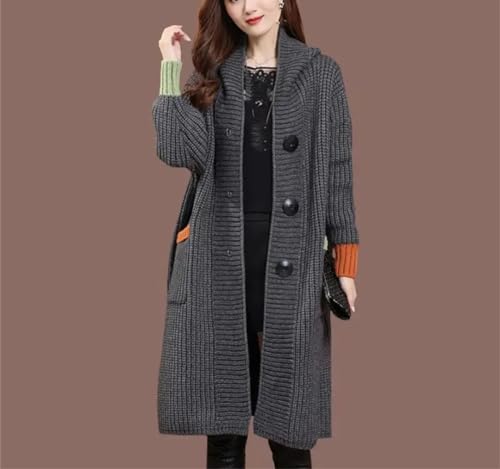 Women's Fall and Winter Large Size Hooded Long Knitted Sweater Coat4