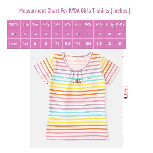 KYDA KIDS® Girls Premium 100% Cotton T Shirt | Antibacterial Printed Round Neck Half Sleeve Regular Fit Casual Summer Kids Top | Multicolor Combo (Pack of 3)
