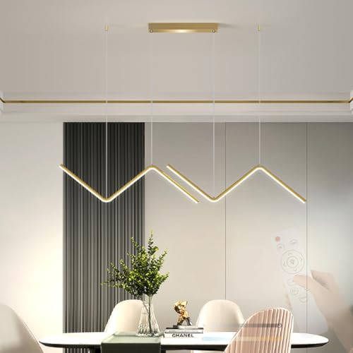 Lámpara colgante lineal que soluciona las sombras en el comedor con luz LED regulable oro
