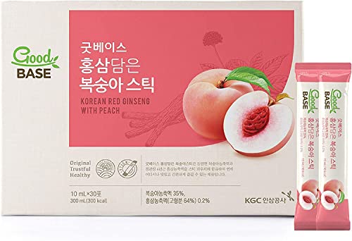 Cheong Kwan Jang Roter Ginseng Extrakt mit Pfirsich Flüssig Tragbare Stick (10 ml x 30 sticks) - in Südkorea Produziert, Laborgeprüft | Vegan & ohne unerwünschte Zusätze Cover