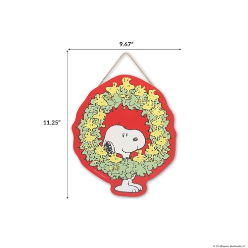 Couronne Snoopy bois Noël objet déco Peanuts mural à suspendre