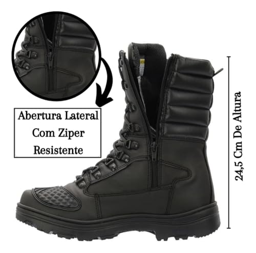 Kit Coturno Militar Tático com Mochila Grande com compartimento para Notebook Bota Motociclista