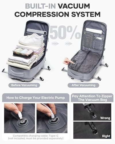 Image of coofay Vacuum Backpack Travel with Pump Vacpack Travel Backpack with Vacuum System Mochila de Viaje Compresion al Vacio Easyvacpack Airbag Backpacks for Traveling Carry on Luggage
